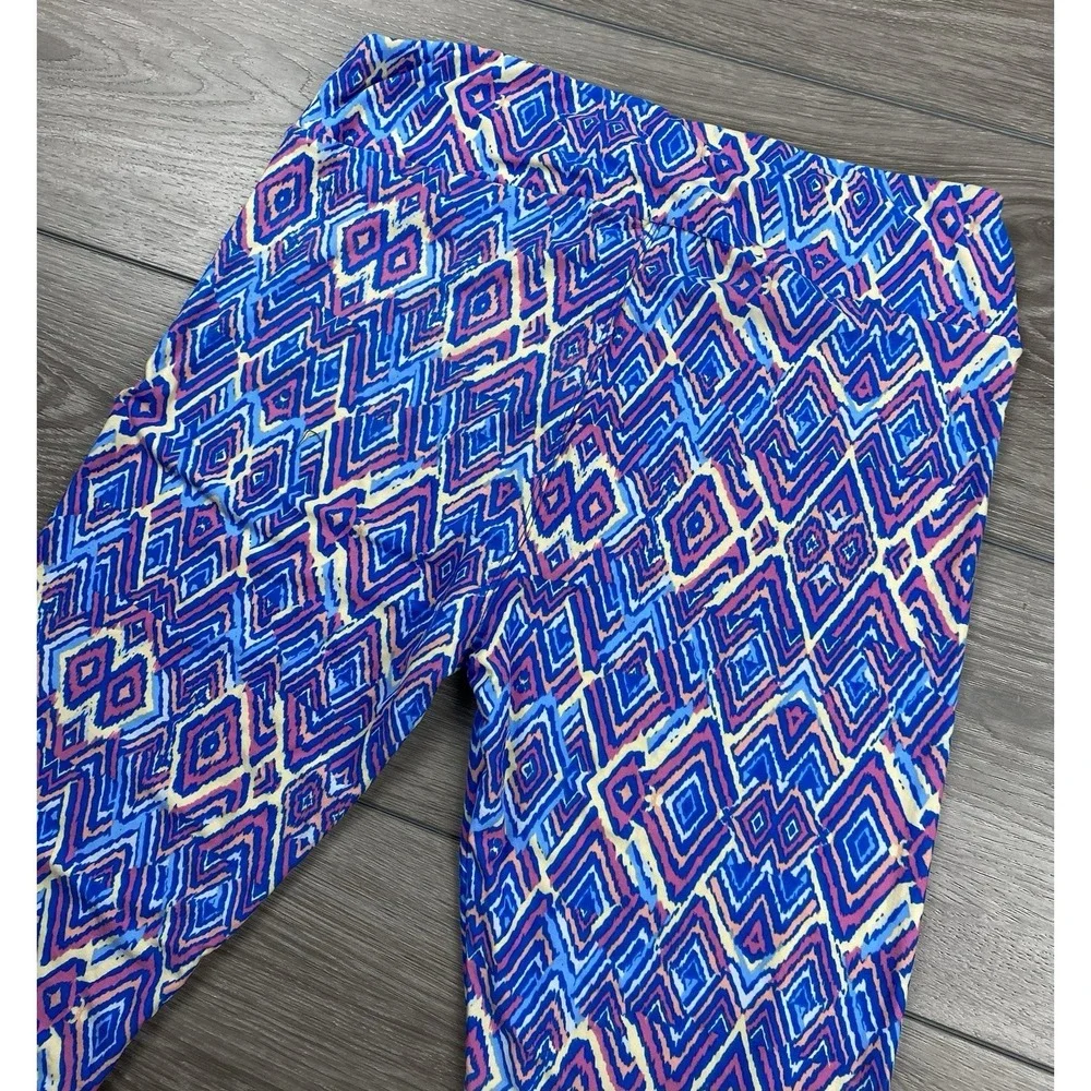 Lularoe Women's Pull On Geometric Pattern Leggins Blue Tall‎ & Curvy